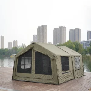 16m2 Camouflage Air Tent Set Camping Inflatable Double Layer Four season Portable 2 Compartments Large Extended Area Waterproof