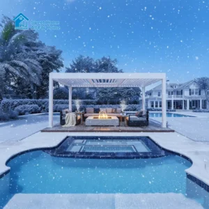 16×12 FT Outdoor Aluminum Pergola Retractable Waterproof Roof Canopy Motorized Louvered Shade System Powder Coated