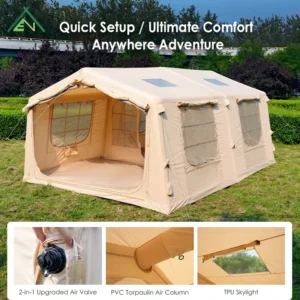 17.28 Luxury Cotton Canvas Inflatable Air Tent 5-6 Person Large Waterproof Four-Season Glamping One Bedroom Living