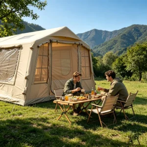 17.28sqm Inflatable Resort Tent 210g TC Cotton 360x480x230cm Family Glamping House 3 Skylights Dual Doors