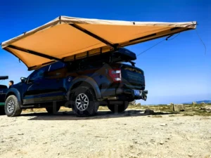 180 Degree Awning Dual Pole Half LED 3 Color Waterproof Independent Legs Quick Deploy Vehicle Canopy