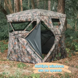 2-3-4 Persons Pop up Camouflage 270 Degree See Through Ground Blind Hunting Tent with Carrying Bag