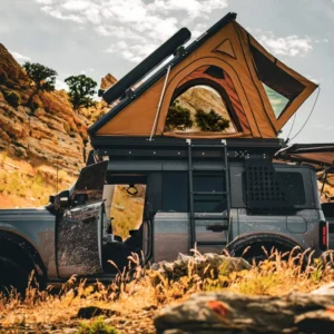2-3 Person Hard Shell Aluminium Cover Car Roof Top Tent RTT Camping Pickup Truck Rooftop with Canvas Fabric Outdoor Use