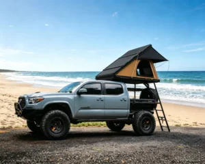 2-3 Person Triangular Aluminum Waterproof Canvas Rooftop Tent for Car Camping, OEM Customizable