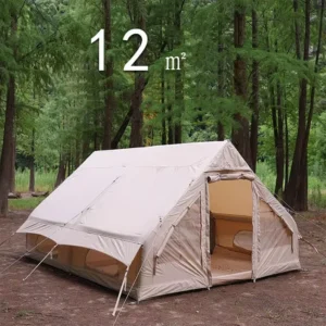 2 6 Persons 12 and 6.3 Size Outdoor Camping Waterproof Inflatable Air House Tent with Skylight and Stove Port