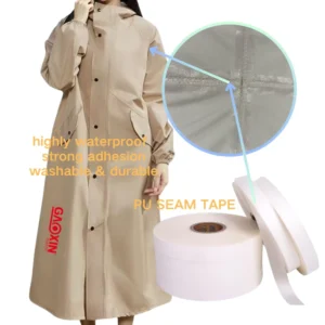 2 Layer Waterproof Outdoor Jacket Raincoat Rain Poncho Tent Garment Accessories with Composite PU Seam Sealing Tape Vinyl Tape