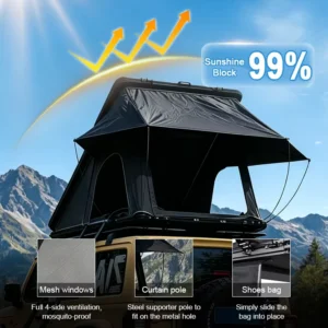 2 Person 4×4 Car Aluminum Hard Shell Rooftop Tent with 3000mm+ Waterproof Oxford Fabric