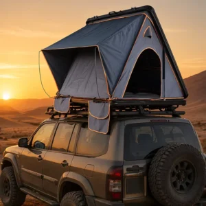 2-Person Hard-Shell Car Rooftop Tent, Foldable Waterproof, with Annex Canopy Awning