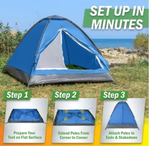 2-Person Lightweight Pop-Up Tent with Rainfly and Carry Bag