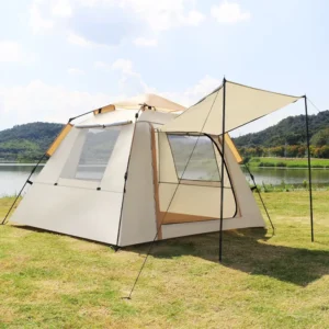 2-Person Oxford Folding Portable Automatic Pop-Up Camping Tent, UV Protection, 3000 mm Waterproof, Two Bedrooms and Living Room