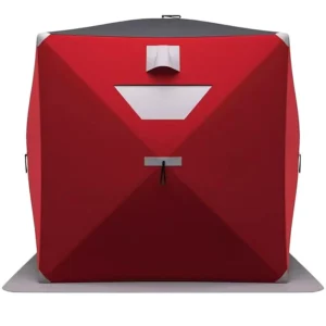 2-Person Portable Red Ice Shelter Fishing Tent with Bag for Winter Outdoor Camping