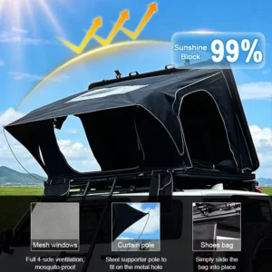 2 Person SUV 4×4 Side Opening Aluminium Hard Shell Camping Rooftop Tent with Waterproof Fabric