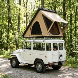 2-Person Triangular Slimline Aluminum Waterproof Rooftop Tent with Customizable Canvas for Car Camping