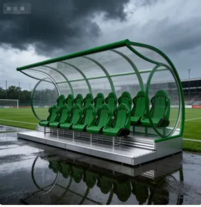2 Row Elite Football Substitute Bench Portable Soccer Dugouts Team Shelters Player Bench for Football Clubs