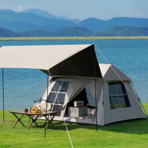 2-in-1 Lightweight Double-Layer Oxford Roof Tent, Black Coating, 5-6 Person, Fully Automatic, Sunproof