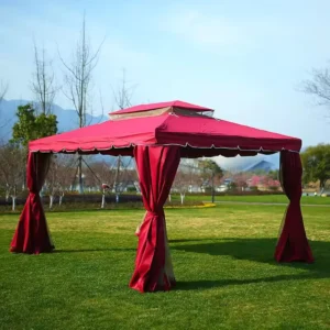 2.5×2.5m Aluminum Summer Gazebo Outdoor Hardtop Pergola Pavilion Wedding Party Tent with Oxford Fabric