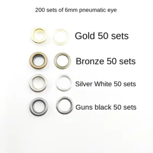 200 Sets 6mm Round Copper Grommet Eyelets Tool Set with 3-Part Storage Box for Tent Canvas and Shoe Use