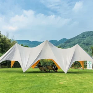 20M Oversize Outdoor Canopy Star Shaped Three Peek Shelter Shade Event Tent for Camping