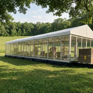 20×35 Square Wedding Tent for 450 People, Single-Layer ABS and Glass, for Indoor and Outdoor Party and Ceremony Events