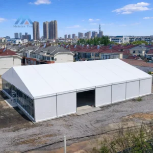 20x50m White Outdoor Event Marquee Tent for Receptions, Churches, Warehouses, and Wedding Parties