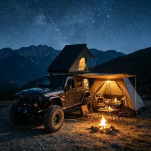 210 x 132 x 150 cm Triangle Aluminum Alloy Rooftop Tent with 30-Density Sponge Mattress, Mesh, Water-Resistant, for 2-3 Persons