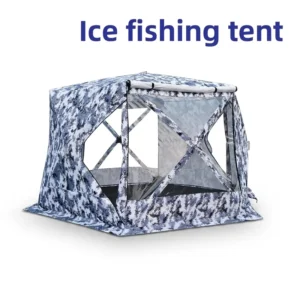 210D Oxford Cloth Silver-Coated Ice Fishing Tent, Windproof Warm Winter Camping Tent