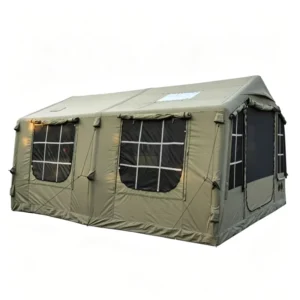 210G TC Polyester Cotton Inflatable Camping Tent 3.6*4.8m Windproof Waterproof Large Air Tent 15cm Diameter PVC Air Column