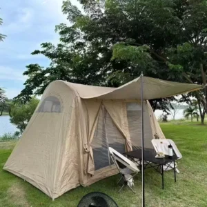 270x240x175cm Automatic One Bedroom Cabin Camping Tent PVC Polyester Cotton Silver Coated Waterproof for Family Glamping