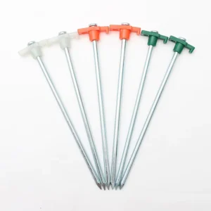 25cm Thickened Steel Tent Pegs with Plastic Head Glow in the Dark Ground Stakes for Outdoor Camping and Beach Canopy
