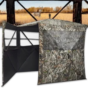 270 All Weather Concealment Big Game Hunters 2-3 Person 150D Oxford Pop-Up Ground Blind Silent See-Through One Bedroom Hunting
