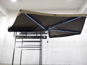 270 Degree Awning Dual Pole RGB Color Changing Music Sync LED Waterproof Adjustable Legs Car Canopy