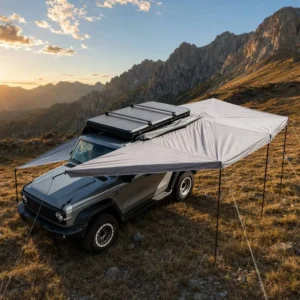 270 Degree Batwing Awning Hard Shell Freestanding Car Side Awning for 4×4 SUV Truck, Overland Camping Waterproof with LED Light