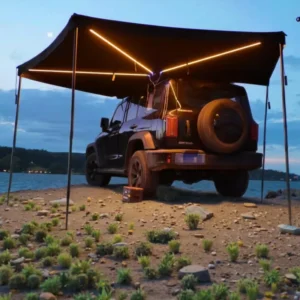 270 Degree Freestanding Outdoor Camping Sunshade PVC Canvas 2.5m 4×4 Roof Car Side Tent Awning for 2 4 People with LED Light