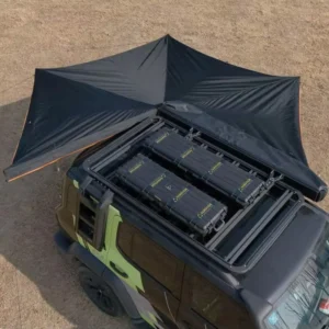 270 Degree Fully Automatic SUV Canopy Waterproof Oxford Fabric Car Rooftop Tent Fan Shaped Quick Opening for Outdoor Camping