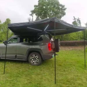 270 Degree Hardtop Rainproof Sunproof Quick Opening Black Coated Aluminum Alloy Double Layer Three Season Car Rooftop Tent