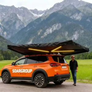 270-Degree Waterproof 600D Oxford One-Bedroom Car Rooftop Tent Free-Standing D-Zipper Four-Season Double Layer