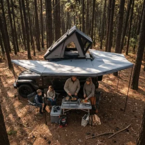 270° Fan Shaped Quick Opening Design for Car Side Awning Tent with the Bigger Space Side Camping Tent