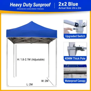 2x2m Pop-Up Gazebo Folding Tent, Waterproof Heavy-Duty Garden Marquee Party Shelter