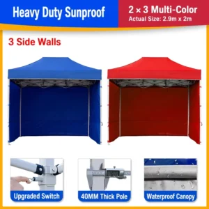 2x3m Pop up Gazebo with 4 Sidewalls Roman Window Waterproof Folding Tent Garden Party