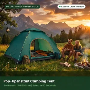 3-4 Person Automatic Double Layer One Bedroom Outdoor Tent Waterproof Rainproof Hexagonal Camping Pop-up Family Use Fiberglass