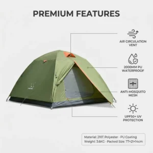 3 4 Person Double Layer Camping Tent Outdoor Waterproof Automatic Pop up Family Camping Tent for Mountain Hiking