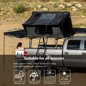 3-4 Person Family Roof Tent with Automatic Opening, Hard Top, Large Space, Breathable Four-Season Camping Car Tent