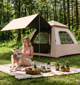 3-4 Person Fast Pitch Camping Tent Waterproof Oxford Fabric Rainproof Sun Shade Ventilation Family Outdoor Travel Shelter