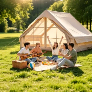 3 4 Person Inflatable Ridge Tent Lightweight 300D Oxford Cloth Air Tent for Camping Automatic Quick Setup Glamping House