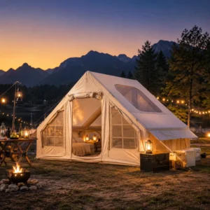 3 4 Person Instant Inflatable Camping Tent 16cm Air Beam Lightweight 6.3㎡ 420D Oxford 4 Season With TPU Skylight OEM ODM