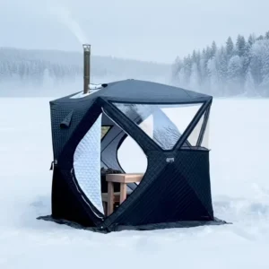 3-5 Person Insulated Ice Fishing Tent Dual Door Automatic Pop-up Sauna Tent for Outdoor Winter Camping