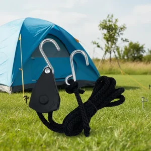 3/8 Adjustable Outdoor Tent Block Tackle Ratchet Tie Down Ratchet Rope Hanger Rope Hoist Nylon Pulley Tent Rope Ratchet Hanger