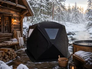 3-Layer Insulated Oxford Fabric Square Outdoor Sauna Tent for 4-6 Persons Portable Camping Shelter Beach Events Use
