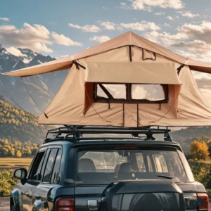 3-Person Waterproof Soft Shell Rooftop Tent with Rainfly and Aluminium Poles