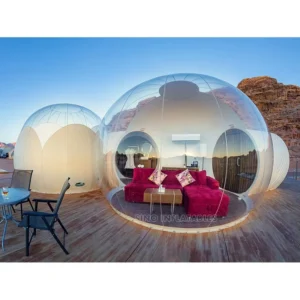 3-Room Clear Inflatable Bubble Suite with Bathroom and Silent Blower for Resort Glamping
